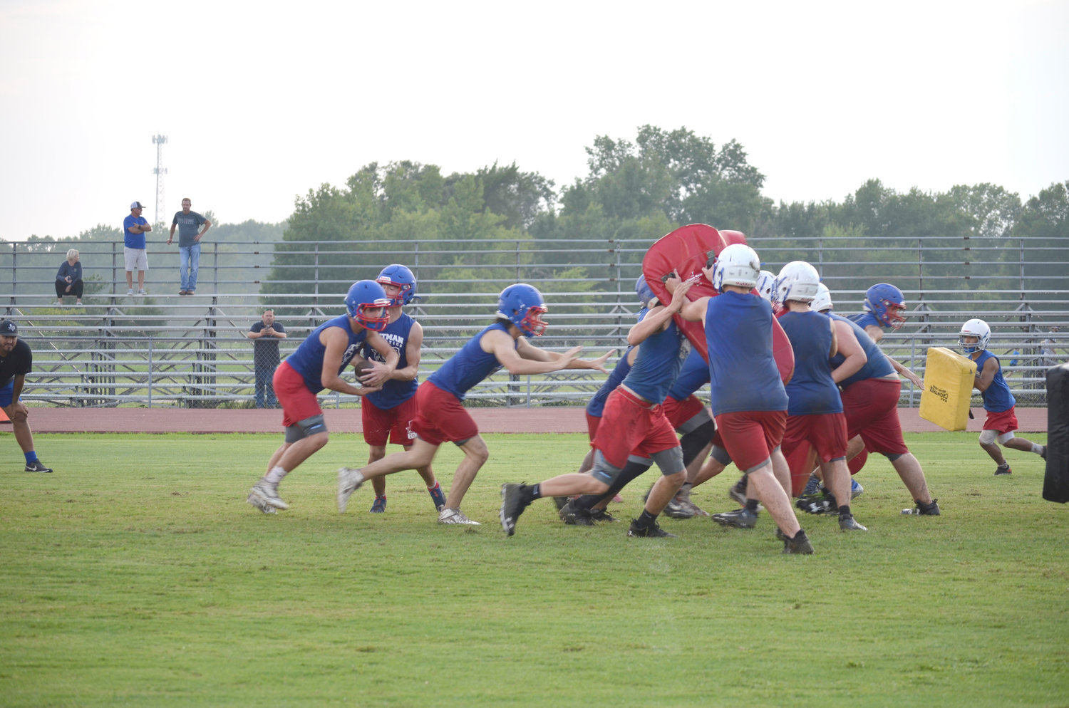 The Quitman Bulldogs started summer drills under new head coach Shane Webber Monday evening at the high school practice field. Volleyball, band, cheerleaders and cross country have also begun preparations for the fall season. The first football game is Aug. 27 at Cumby while the volleyball team hosts Cumby Aug. 10 to open the season.